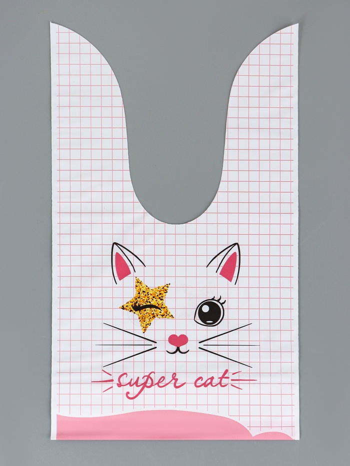 Пакет полиэтиленовый подарочный с ушками «Котенок», 13×23 см_1