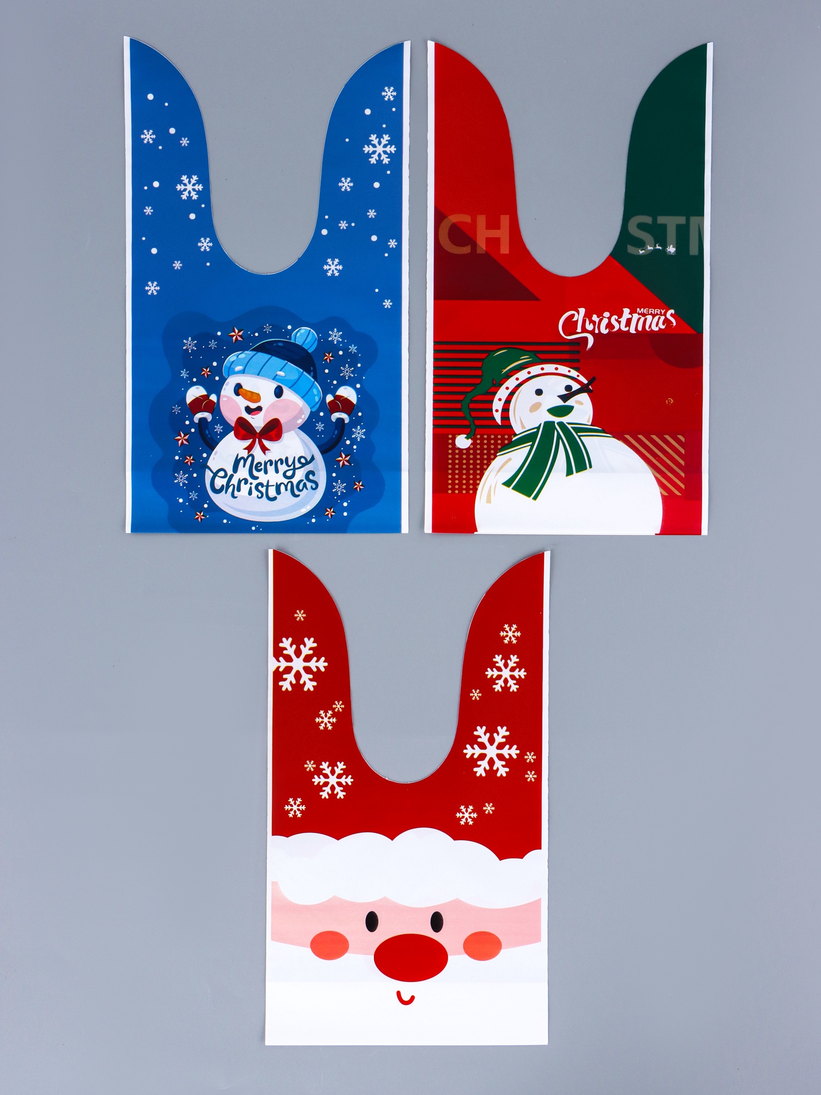 Пакет подарочный новогодний, полиэтиленовый с ушками «Дедушка Мороз», МИКС, 13×23 см_1