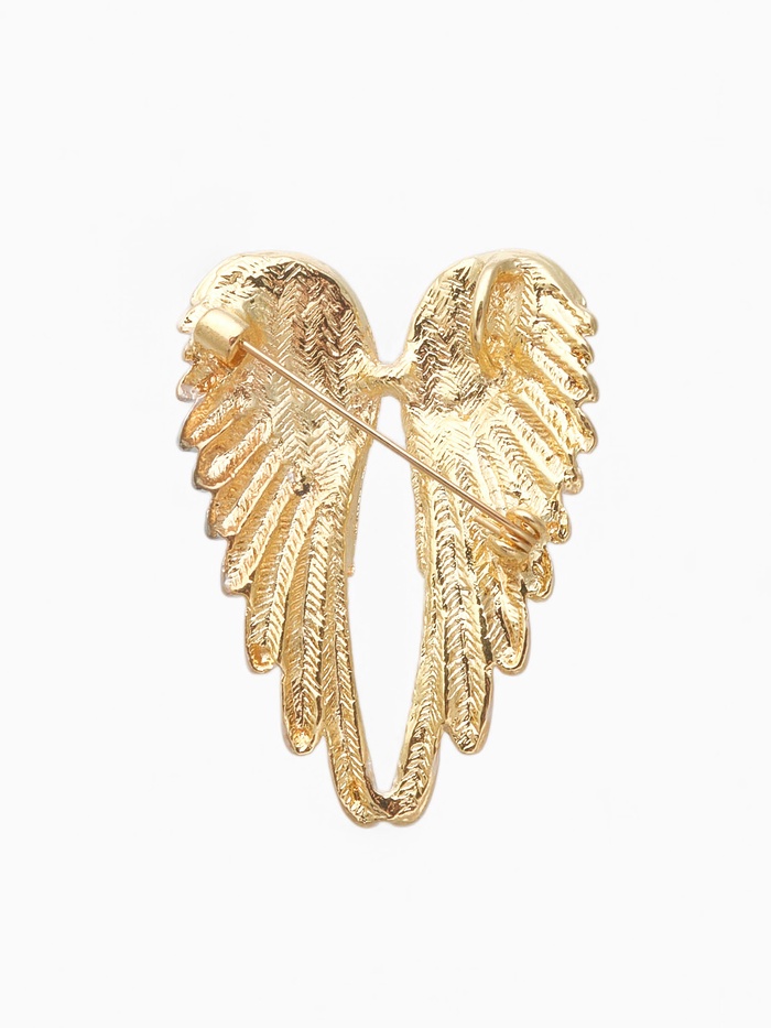 Брошь «Крылья ангела», цвет радужно-белый в золоте_1