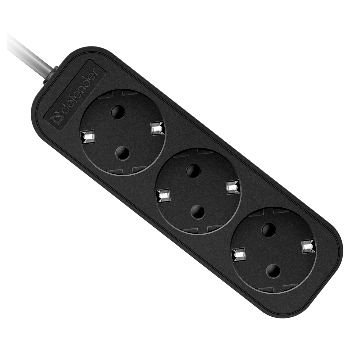 Удлинитель Defender M330, 3 розетки, с заземлением, 3м, черный_1