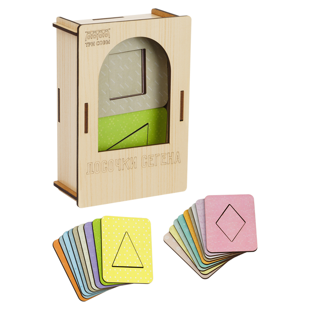 Развивающая игрушка ТРИ СОВЫ "Методика Сегена. Досочки №2", 18 рамок, 18 вкладышей, дерево_1