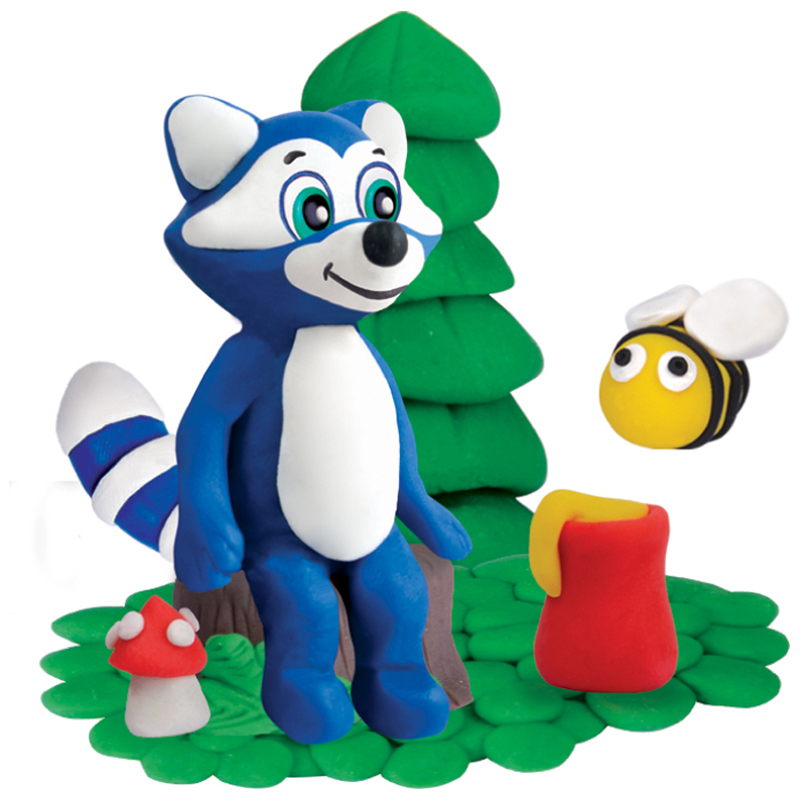 Тесто для лепки Мульти-Пульти "Енот на пасеке", 05 цветов*90г, картон_2