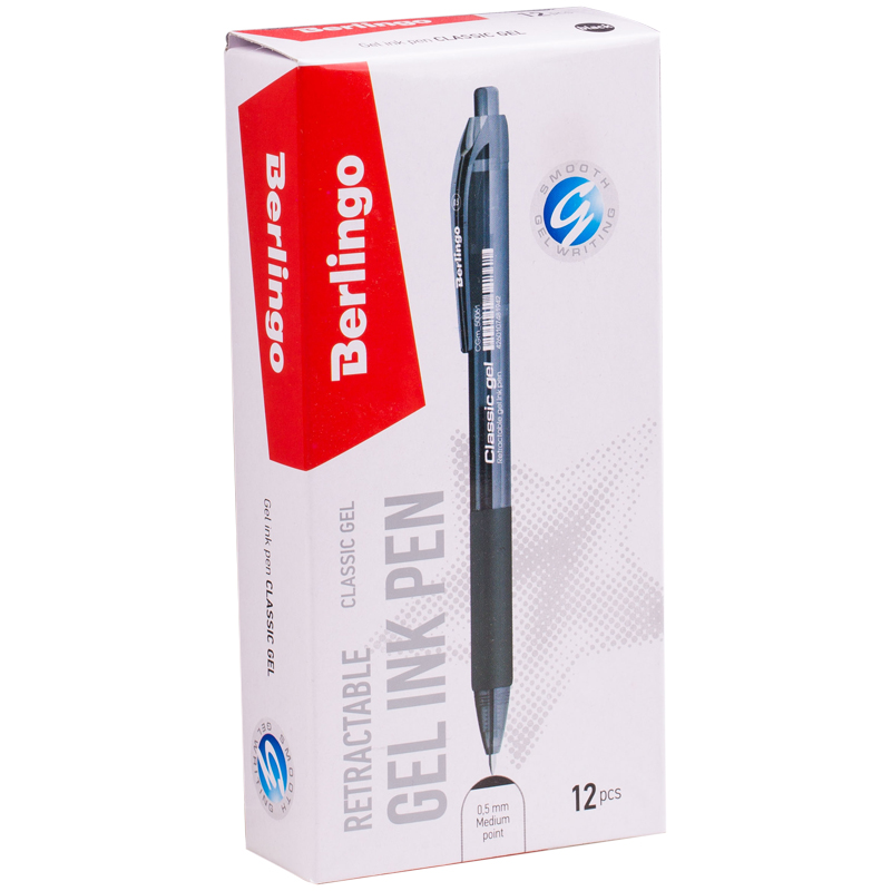 Ручка гелевая автоматическая Berlingo "Classic Gel" черная, 0,5мм, грип_1